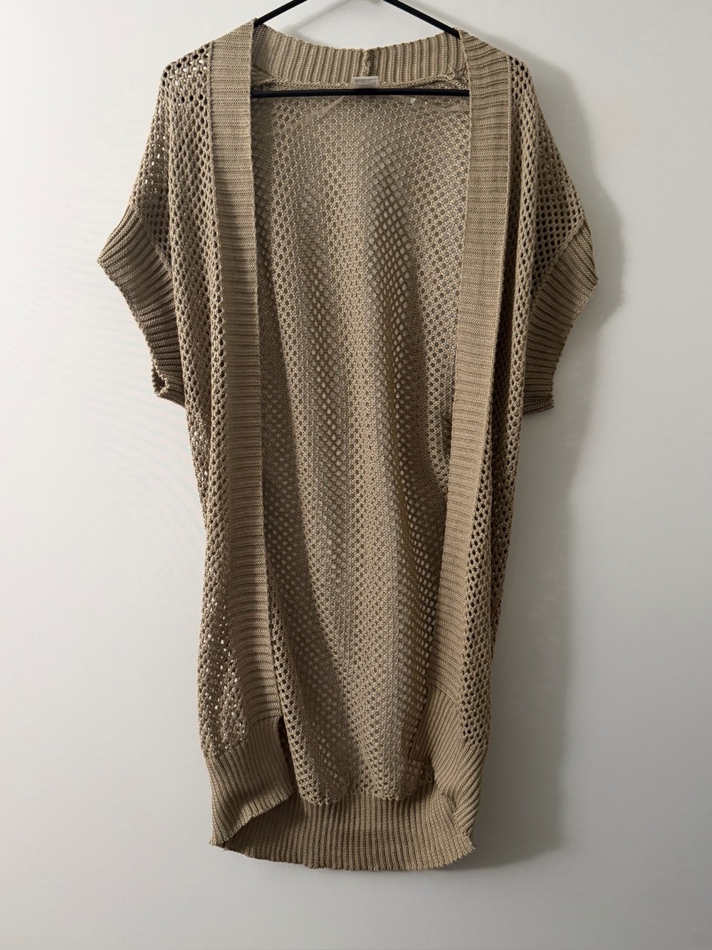 Size Small / Medium Beach Cover Openwork Knit Cover Up Beige Tan NWOT NEW No Tag